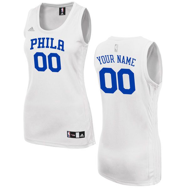 Women Philadelphia 76ers Adidas White Custom Fashion NBA Jersey